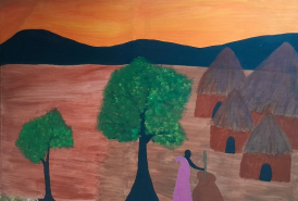 Rural village Kenya(155 x 185 cms) Rural village Kenya