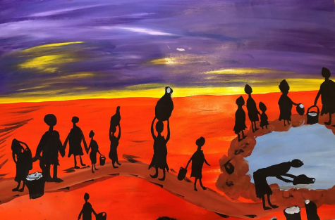 Villagers at the waterhole(60 x 70 cm) Villagers at the waterhole